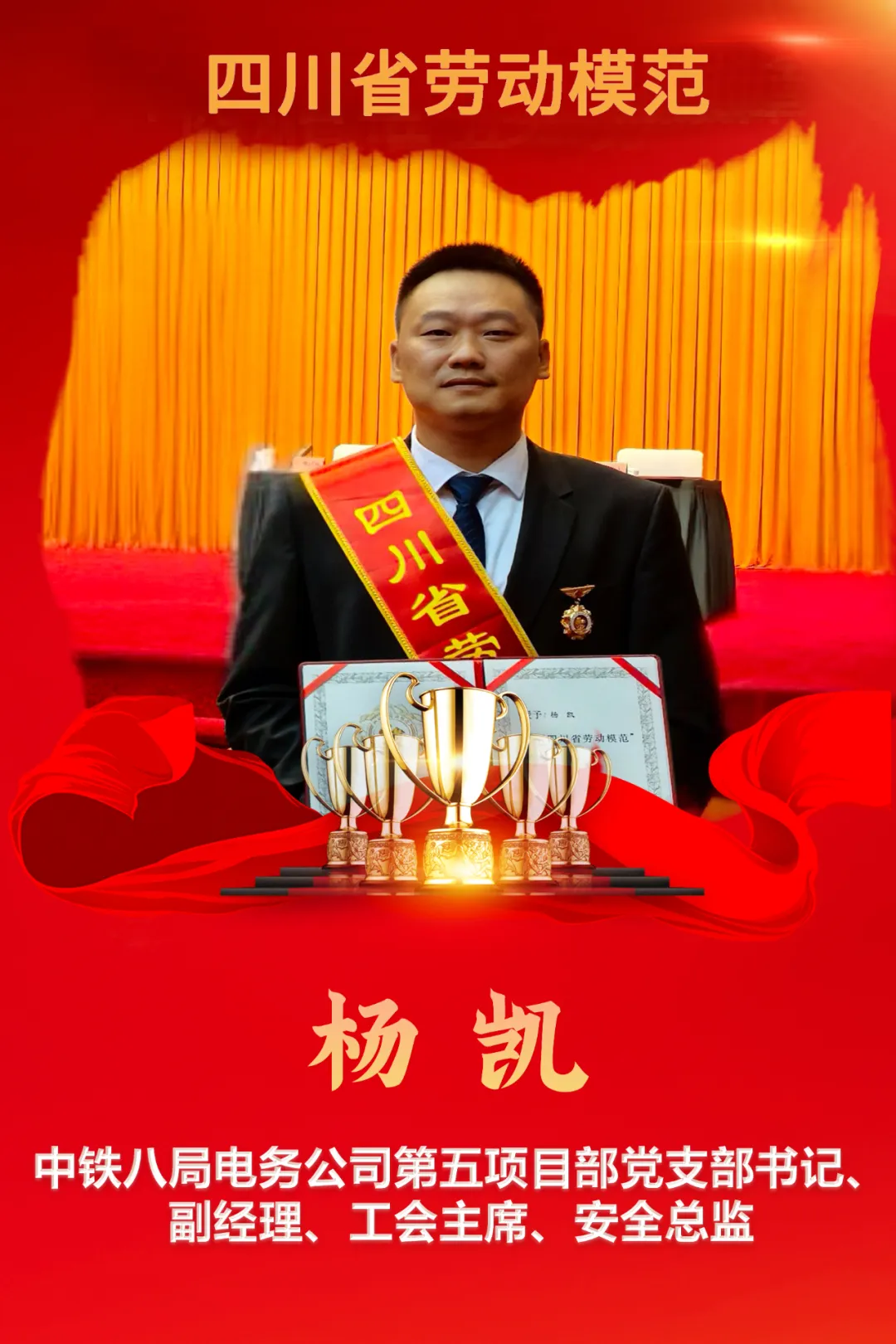 祝贺！公司职工杨凯获“四川省劳动模范”称号